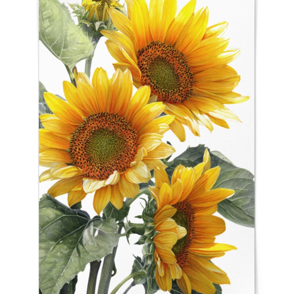 Watercolor Sunflowers Wall Art Print, Unframed - Bright Floral Charm - Picture 2 of 7